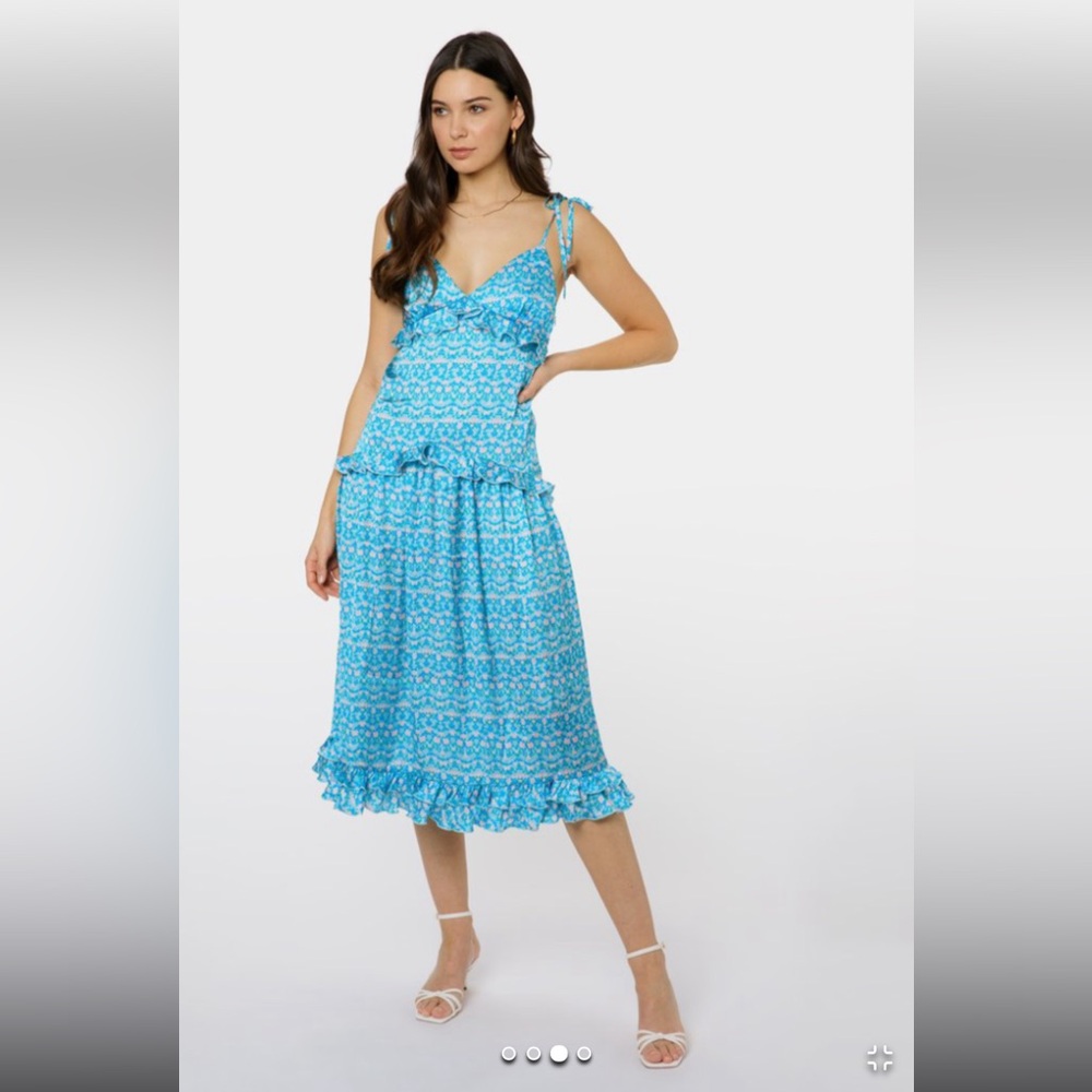 PALOMA BLUE Georgia Dress in Eden Blue - XS. Worn once- perfect condition!